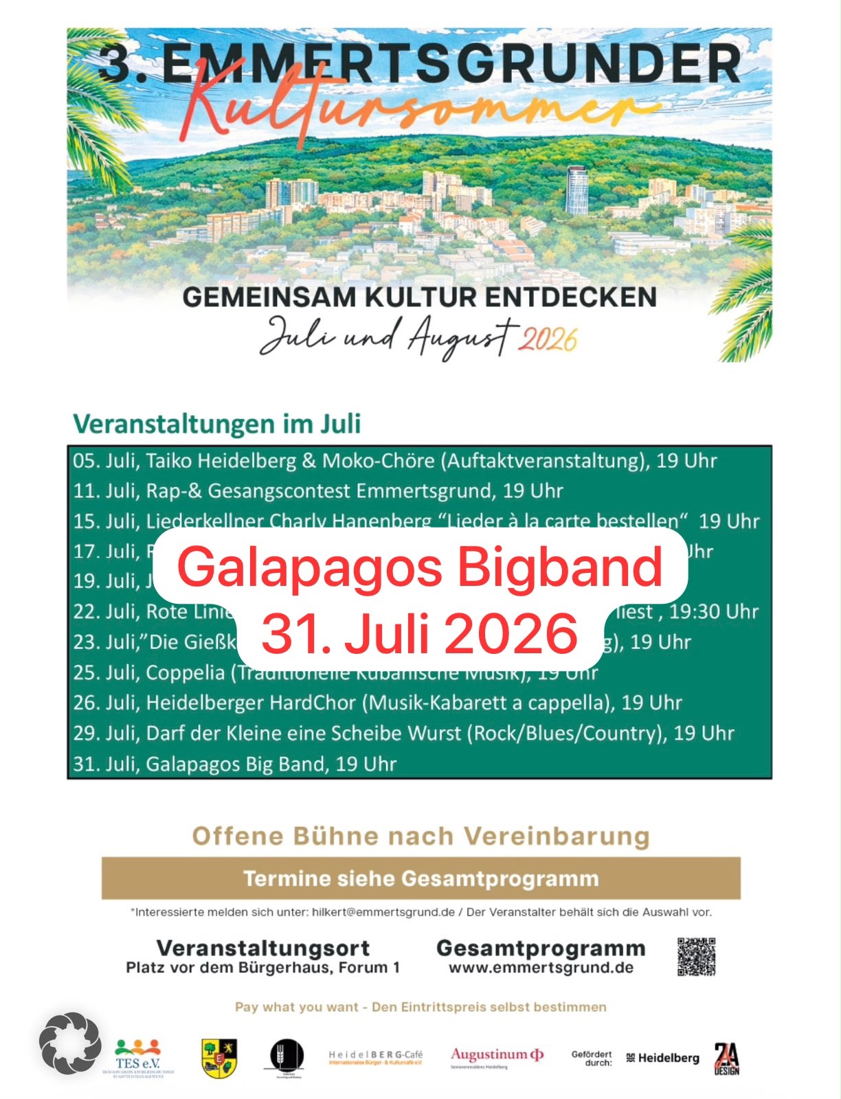 Flyer Galapagos beim Emmertsgrunder Kultursommer
